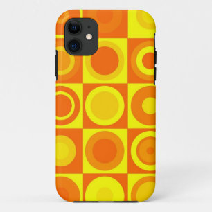 Funky Retro Orange Yellow Circles Squares Case-Mate iPhone Case