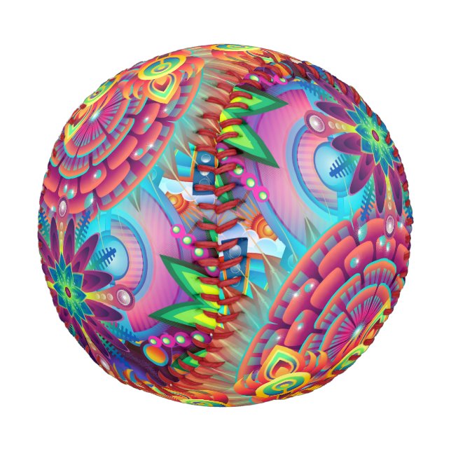 Funky Retro Pattern Abstract Bohemian Baseball (Angled)