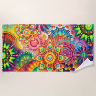 Funky Retro Pattern Abstract Bohemian Beach Towel