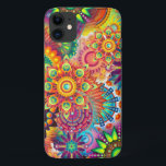 Funky Retro Pattern Abstract Bohemian iPhone 11 Case<br><div class="desc">Funky retro bohemian pattern with colourful floral mandalas.</div>