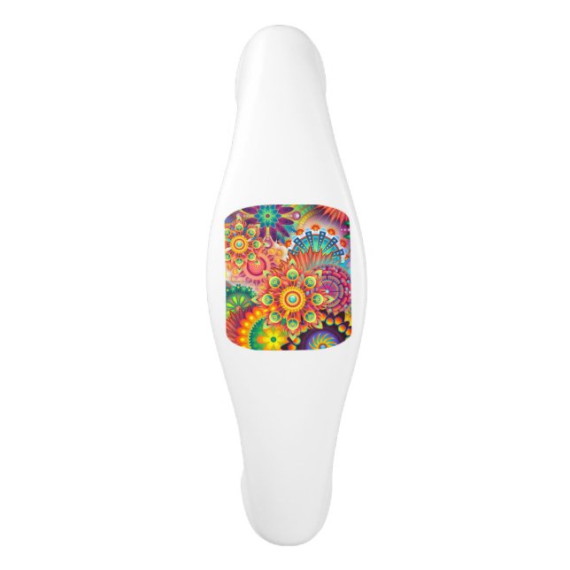 Funky Retro Pattern Abstract Bohemian Ceramic Cabinet Pull (Front)