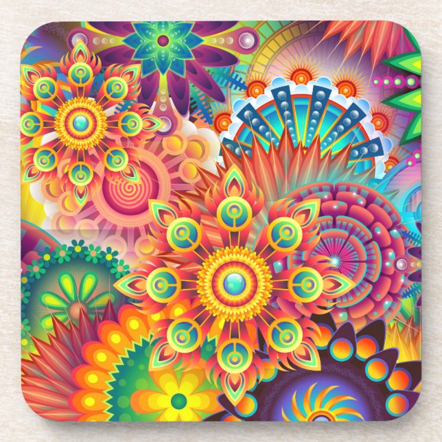 Funky Retro Pattern Abstract Bohemian Coaster (Front)