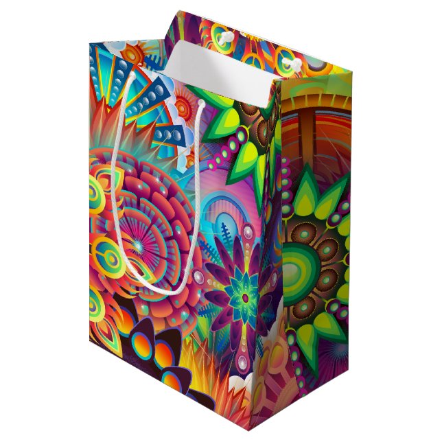 Funky Retro Pattern Abstract Bohemian Medium Gift Bag (Front Angled)