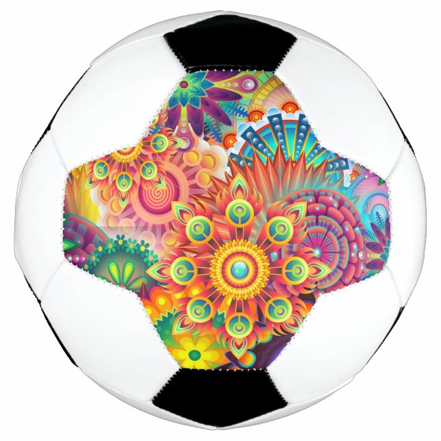 Funky Retro Pattern Abstract Bohemian Soccer Ball (Front)