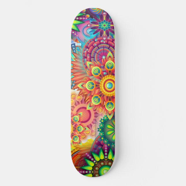 Funky Retro Pattern Abstract Boho Skateboard (Front)