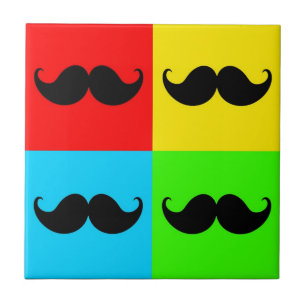 Funky Retro Pop Art Moustache Moustache Stache Tile