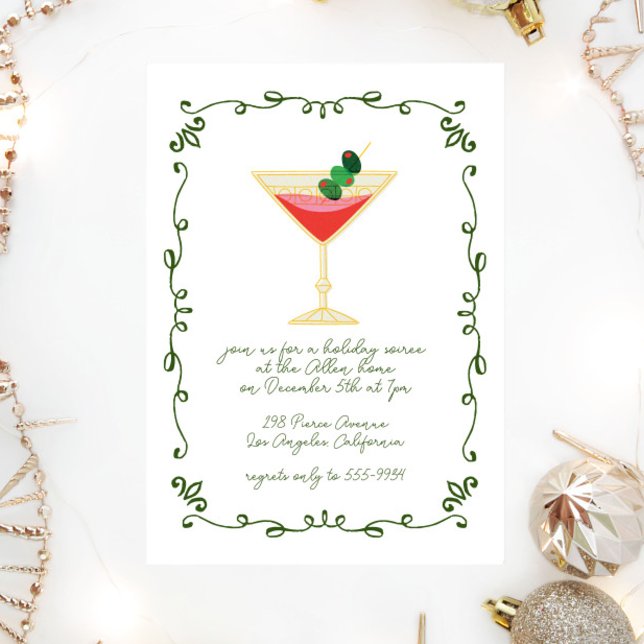 Funky Retro Whimsical Christmas Cocktail Party Invitation (Creator Uploaded)