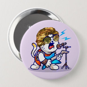 Funky Rockstar Cat – Cool Music Lover Kitty 10 Cm Round Badge