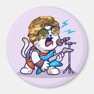 Funky Rockstar Cat – Cool Music Lover Kitty Magnet