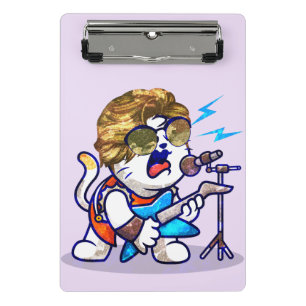 Funky Rockstar Cat – Cool Music Lover Kitty Mini Clipboard