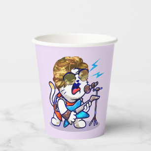 Funky Rockstar Cat – Cool Music Lover Kitty Paper Cups