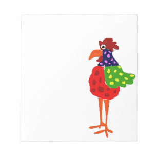 Funky Rooster Folk Art Design Notepad