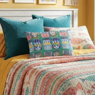 Funky Sardine Coastal Seafood Decorative Cushion