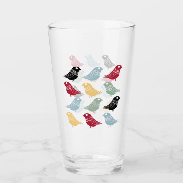 Funky Scandi Birds Mid Century Modern Glass (Front)