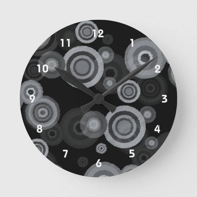 Funky Scribble Circles Round Clock (Front)