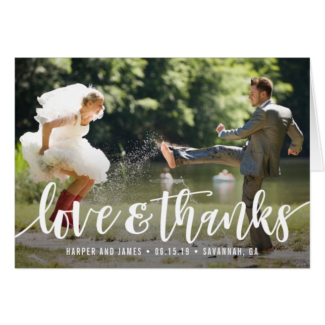 Funky Script Wedding Thank You Card (Front Horizontal)
