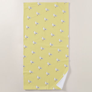 Funky Seagulls Pattern Beach Towel