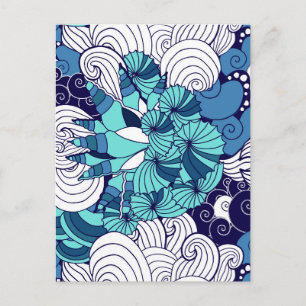 Funky Seashell Pattern Postcard
