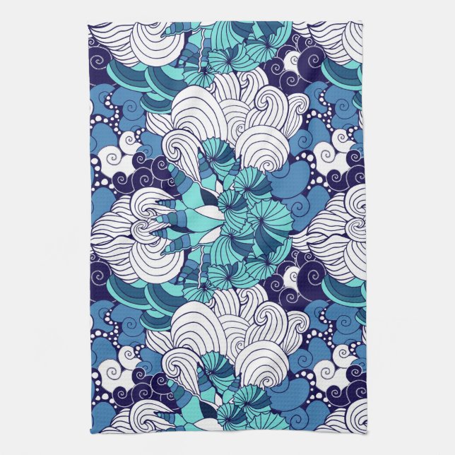 Funky Seashell Pattern Tea Towel (Vertical)