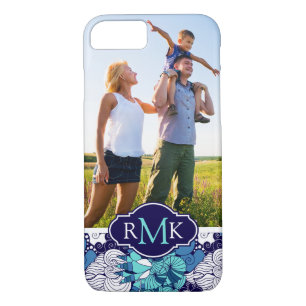 Funky Seashell Pattern  Your Photo & Monogram Case-Mate iPhone Case