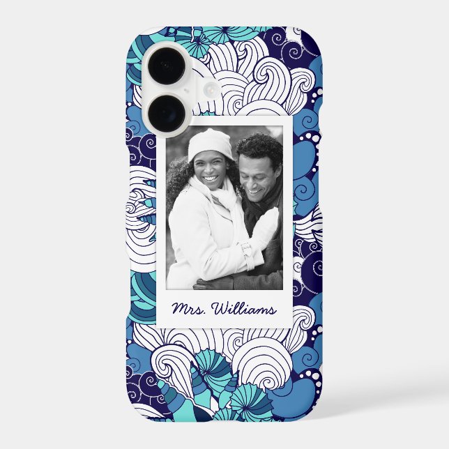Funky Seashell Pattern | Your Photo & Name (Back)
