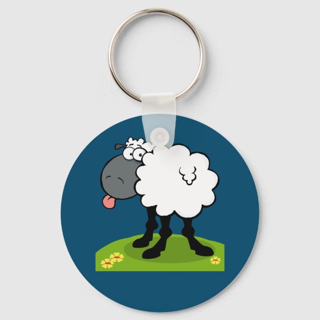 funky sheep sticking out tongue key ring (Front)