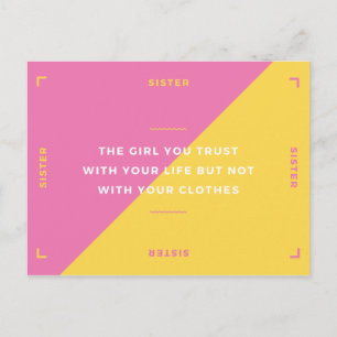 Funky Sister Quote Postcard