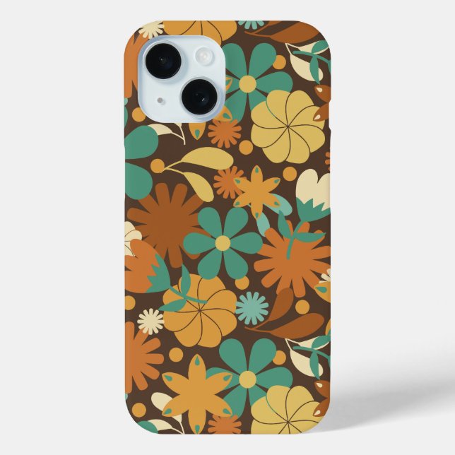 Funky Sixties Retro Flower Power in Brown Case-Mate iPhone Case (Back)