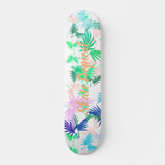Funky Skate Tropical Palm Leaves Skateboard (Front)