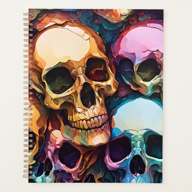 Funky Skull Pattern | Edgy Gothic Stationary Planner (Front)