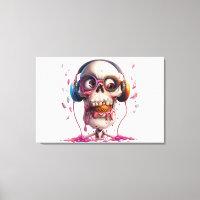 💀🍦 Funky Skull with Headphones Art Print 🍦💀