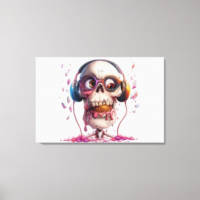 💀🍦 Funky Skull with Headphones Art Print 🍦💀 (Front)