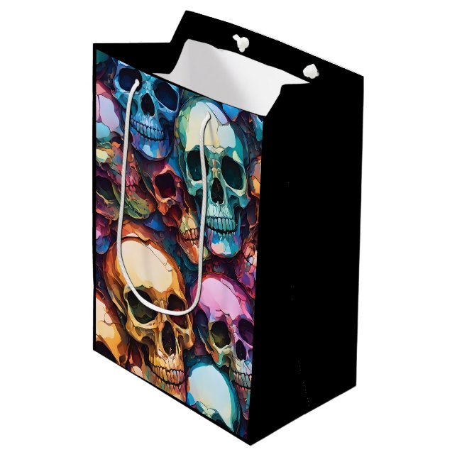 Funky Skulls Medium Gift Bag (Front Angled)