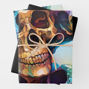 Funky Skulls Wrapping Paper Sheet