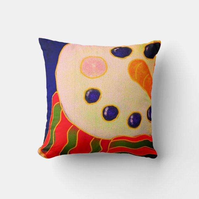 Funky Snowman Abstract Christmas Art Cushion (Front)