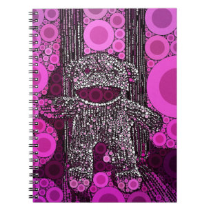 Funky Sock Monkey Circles Bubbles Pop Art Spiral Notebook