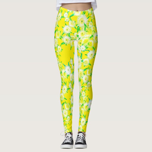 Funky Sour Figs Flowers Pattern Leggings (Front)