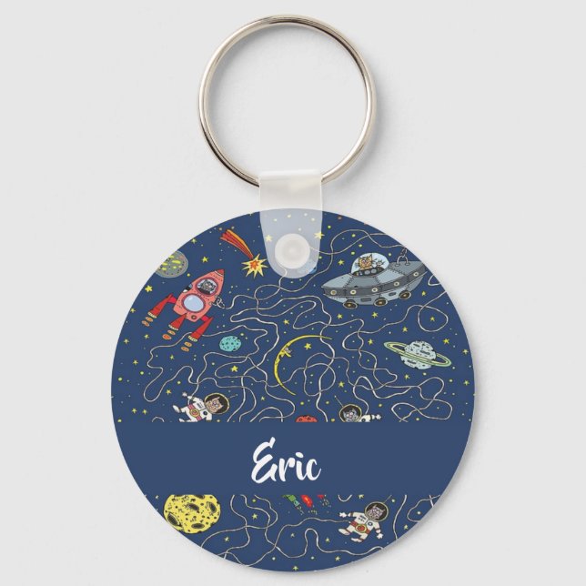 Funky space cats key ring (Front)