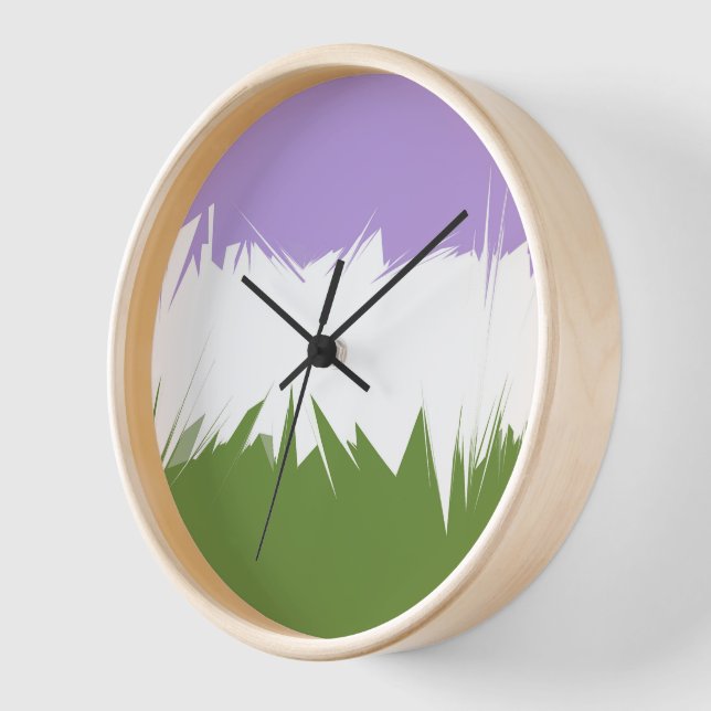 Funky Spiky ZigZag Abstract Genderqueer Pride Flag Clock (Angle)