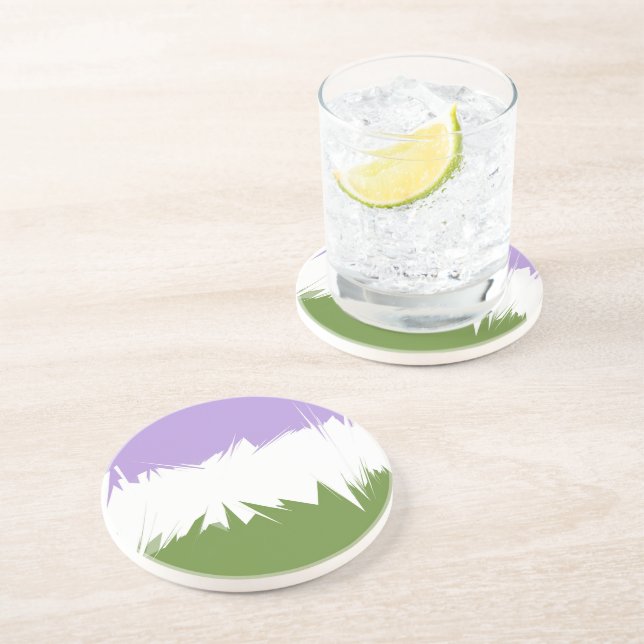Funky Spiky ZigZag Abstract Genderqueer Pride Flag Coaster (Side)