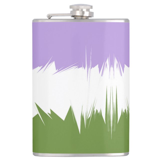 Funky Spiky ZigZag Abstract Genderqueer Pride Flag Hip Flask (Front)