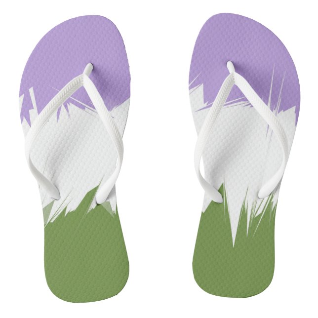 Funky Spiky ZigZag Abstract Genderqueer Pride Flag Jandals (Footbed)