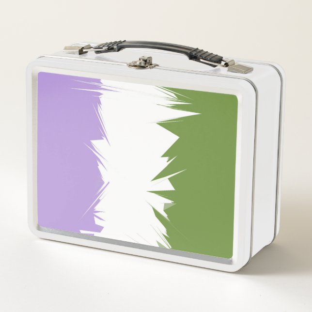 Funky Spiky ZigZag Abstract Genderqueer Pride Flag Metal Lunch Box (Front)