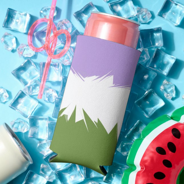 Funky Spiky ZigZag Abstract Genderqueer Pride Flag Seltzer Can Cooler (In Situ Summer)