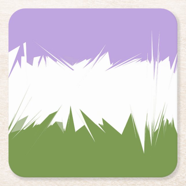 Funky Spiky ZigZag Abstract Genderqueer Pride Flag Square Paper Coaster (Front)