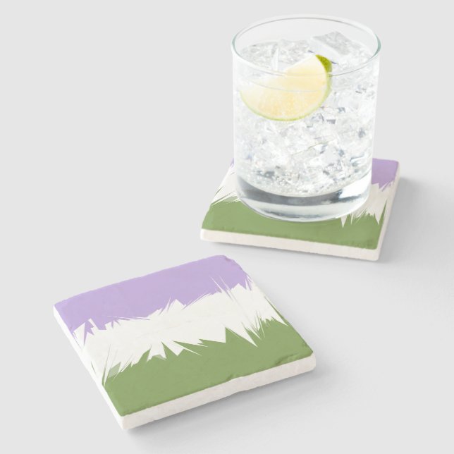 Funky Spiky ZigZag Abstract Genderqueer Pride Flag Stone Coaster (Side)