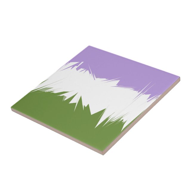 Funky Spiky ZigZag Abstract Genderqueer Pride Flag Tile (Side)