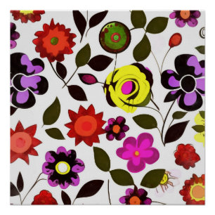 Funky Spring Flowers Seventies Style Poster