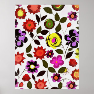 Funky Spring Flowers Seventies Style Poster
