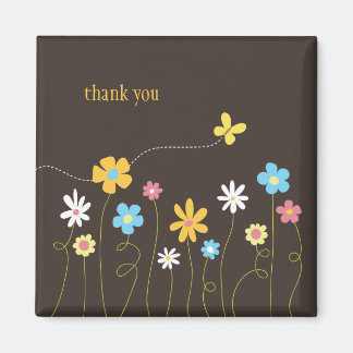 Funky Spring Flowers Thank You Magnet